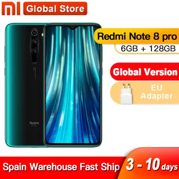 

Spain Overseas Global Version Xiaomi Redmi Note 8 Pro 6GB 128GB Mobile Phone 64MP Quad Camera MTK Helio G90T Smartphone 4500 NFC