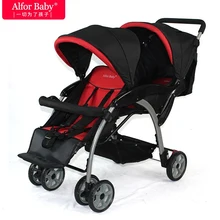 Легкая прогулочная коляска для близнецов, двойная детская коляска, складная коляска для близнецов