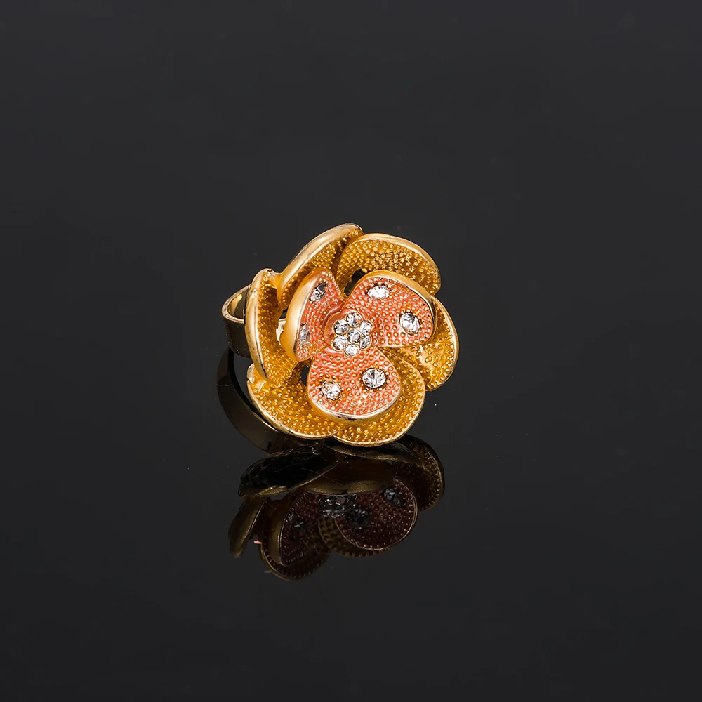 Африканский ювелирный набор цветок ожерелье браслет ювелирные изделия из золота из Дубаи набор для женщин Свадебная вечеринка ювелирные изделия Свадебные серьги кольцо ювелирные изделия
