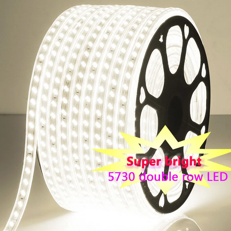 IP67 Waterproof 220V LED Strip SMD 5730 120LEDs/m 10M super bright Flexible Light for Indoor Outdoor Lighting Lamp home lights 5m high bright 120 leds m 2 in 1 white warm white cct 5050 smd led strip light dc 12v 24v flexible lamp tape 10mm white pcb
