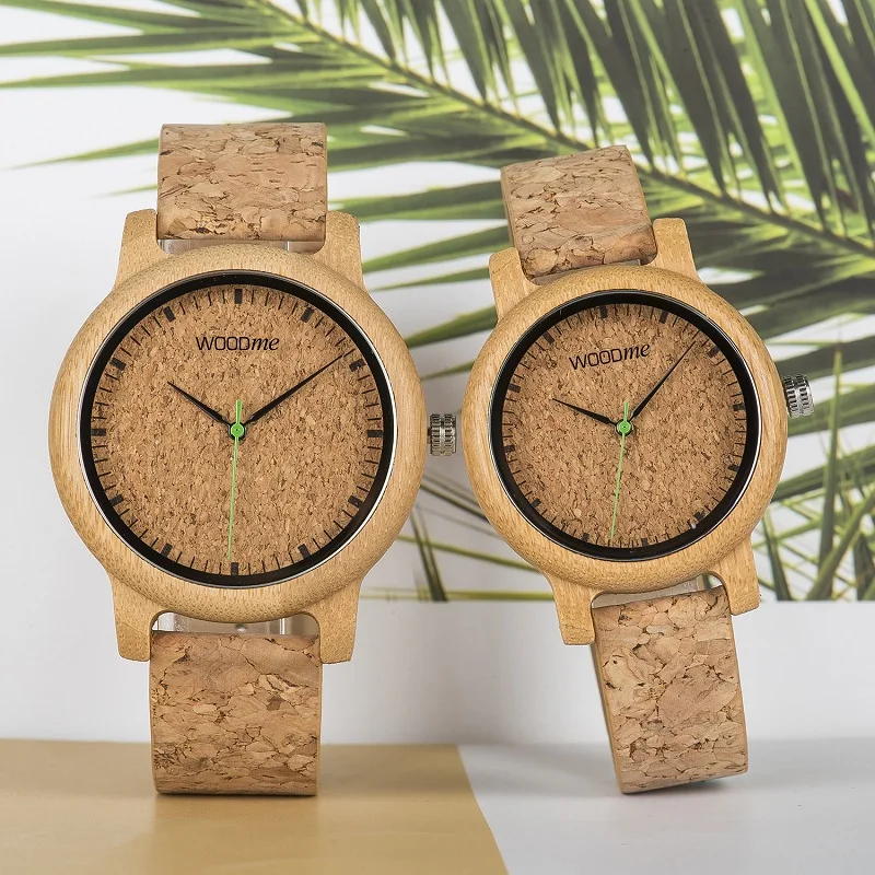 Простой дизайн парные часы деревянные часы ручной работы пробковый ремешок бамбуковые женские часы в подарочной коробке принимаем на заказ Прямая поставка