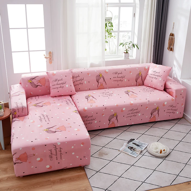 Magic Spandex Dinosaur Print Sofa Cover All-inclusive Cat Girl Sectional Couch Cover Non-slip Sofa Slipcover for Pet Living Room