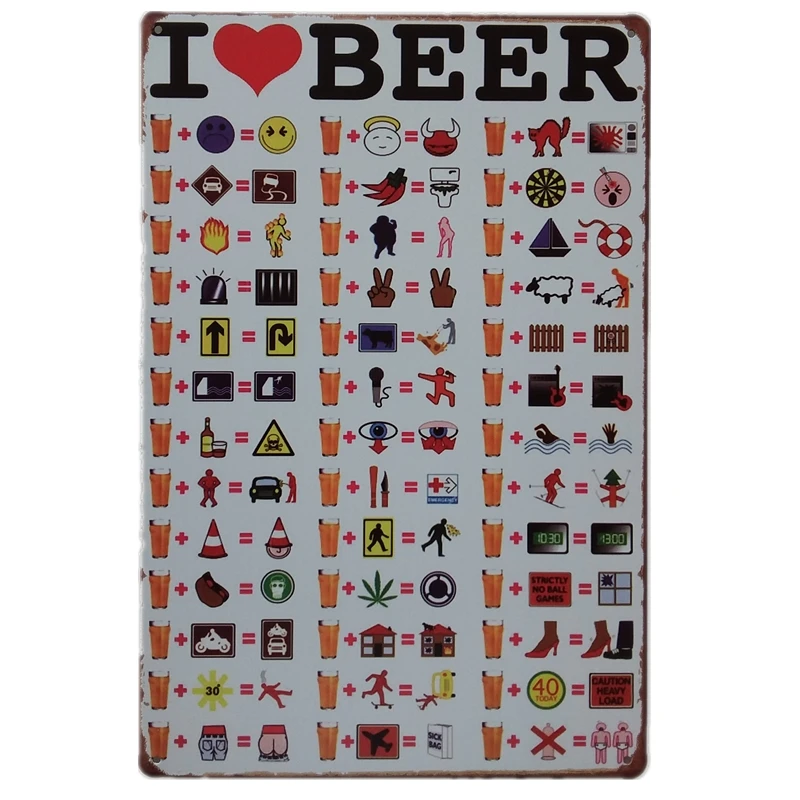 Настенный плакат в стиле ретро с надписью I Love Beer Wine 20x30 см|Таблички и знаки| |