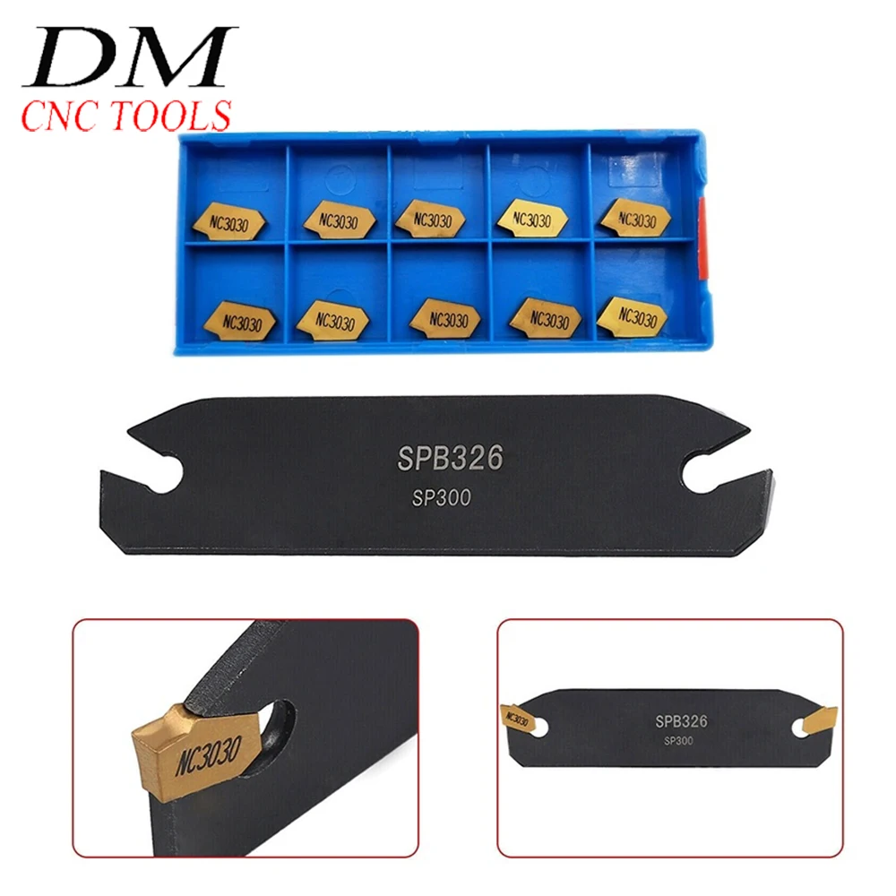 SPB26 3 Parting Grooving Cut Off Blade Tool Holder 26mm With 10pcs SP300 NC3030 Carbide Inserts