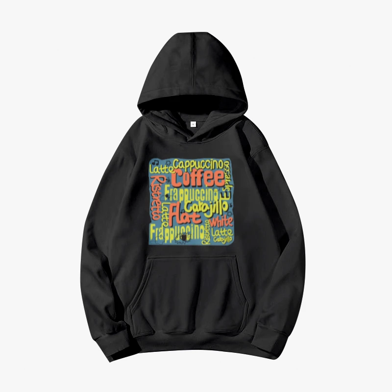 

Simple Letters Printed Abstract Art Harajuku Street Style Women Polyester Hooded Man Warm Plush Sportswear Tops