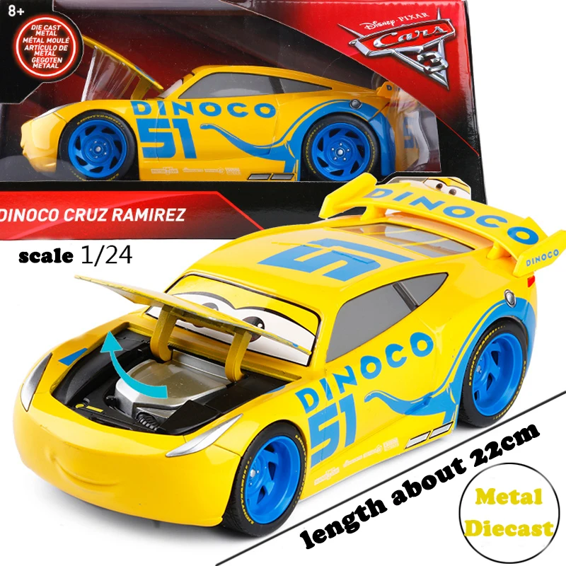 Disney Pixar Cars 3 Large Cruz Ramirez 1:24 модель автомобиля из сплава Молния Маккуин черный шторм