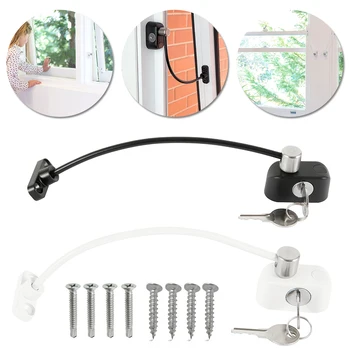 

Window Safety Locks Child Security Guard Drawer Door Cabinet Lock Lockable Cable Restrictor for Window Sliding Door with Key