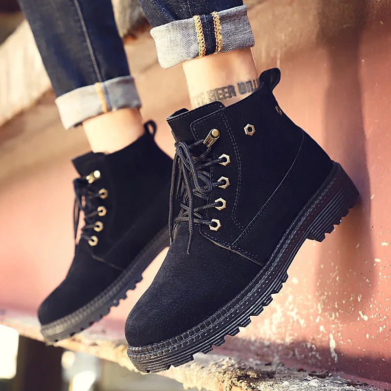

Classics Fashion Leisure Chelsea Boots Men Ankle Round Toe Lace-Up Boots Solid Casual Cross-tied Motorcycle Shoes