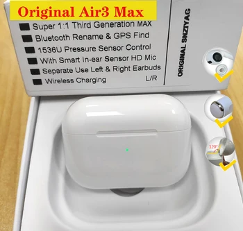 

New Air3 Max TWS 1: 1 Air 3 Wireless Bluetooth Earphone In-Ear Earphone PK H1 Chip i200000 Pro i500 i5000 tws i9000 i90000 Max