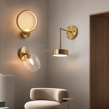 

NEW Nordic LED Glass Wall Light Bedroom Bedside Lamp Corridor Aisle Wall Sconces Light Fixtrues Living Room Decoration Wall Lamp