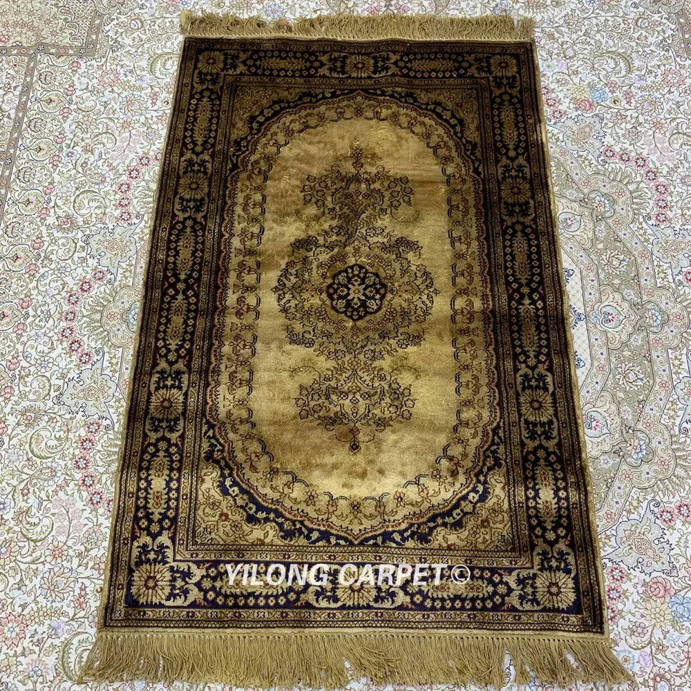 YILONG 2,5 'x4' традиционный Тебриз ковер желтый персидский шелковый ковер(LH1004B