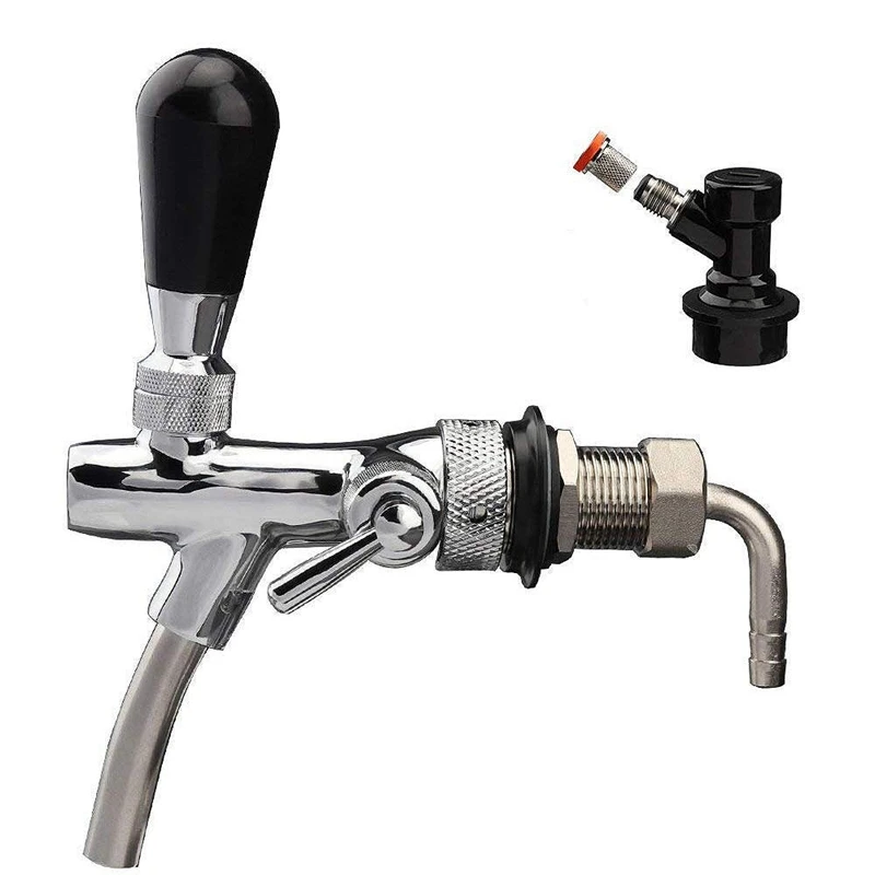 

Hot Sale 2 In 1 Beer Tap, With Flow Control, Black Handle Lever and Liquid Ball Lock Post (2 inch Adjustable Tap)