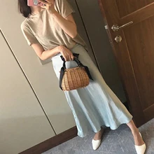 Винтажные художественные эллиптические тканые сумки ручной работы плетеные сумки ретро летние женские соломенные пляжные сумки LBY