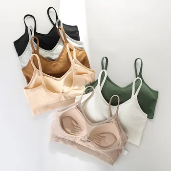 

Pure Cotton Non-steel Ring Underwear Integrated Five-finger Chest Pad Sports Bra Tube Top Short Vest