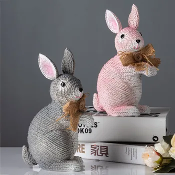 

Nordic Rabbit Minaiture Model Home Decoration Accessories Resin Animal Crafts Children Bedside Decoration Ornaments Gifts