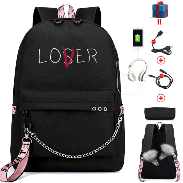 Lover Loser-mochilas escolares grandes para chicas adolescentes, morral con  carga Usb, bolso de libro para mujer, bolso grande para escuela secundaria,  ocio juvenil, Universidad _ - AliExpress Mobile