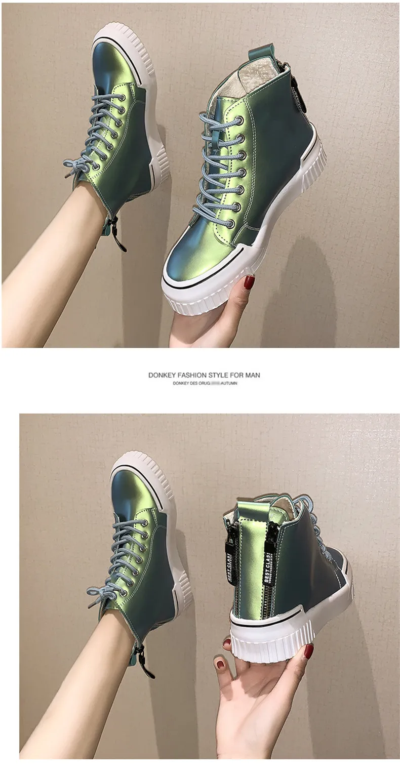 CAGILKZEL 2019 Winter Shoes Woman Boots Warm Fur Plush Sneakers Women Ankle Pink Boots Women Lace-up Ladies Shoes (10)