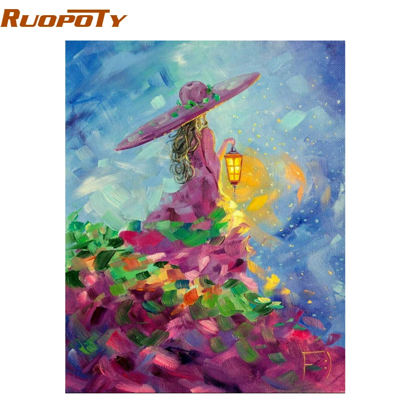 Ruopoty Рамка Картина DIY Краска ing по номерам комплект девушка фигура изображения пронумерованы Акриловая Краска на холсте для домашний декор 60x75 см - Цвет: 0906-7