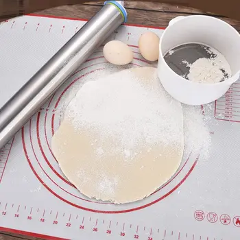 

Adjustable Stainless Steel Rolling Pins Dough Roller with 4 Removable Adjustable Thickness Rings and Pastry Mat