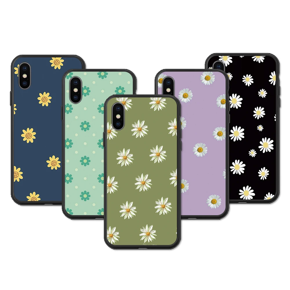 Силиконовый чехол для iphone 11 PRO X XS Max XR 7 8 6 6s Plus с изображением цветов маргаритки
