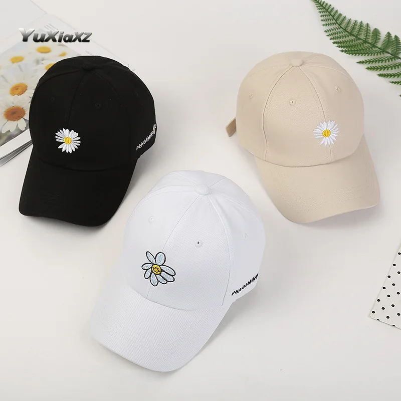 Ins/новые женские чистый красный козырек шапка маленькая Маргаритка бейсболки
