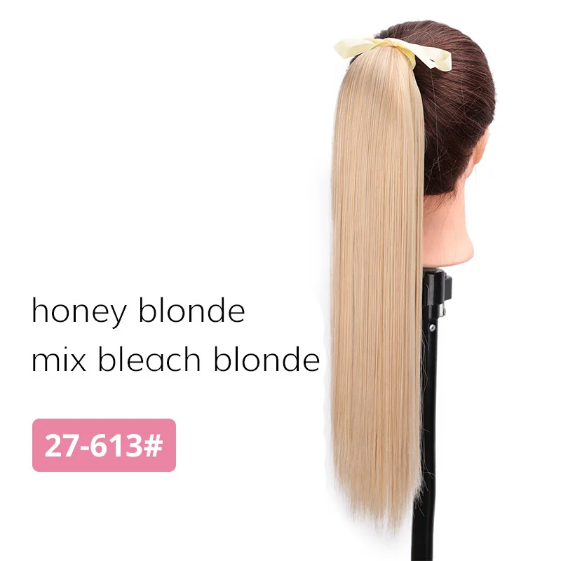 AISI BEAUTY, длинные, шелковистые, прямые, синтетические, на застежке, шнурок, конский хвост, шиньоны для женщин, накладные волосы, блонд - Color: 27-613