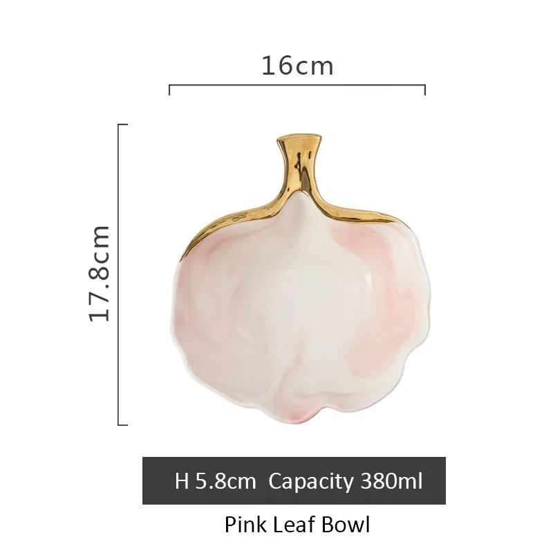 Pink Leaf Bowl Накальное мраморная керамика обеденное блюдо для супа риса миска для супа Салатница ювелирные изделия лоток для хранения посуды Декоративная посуда - Цвет: Pink Leaf Bowl