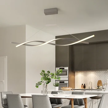 

Matte Black or Grey Minimalist Modern Led Pendant Lights For Living Room Dining Kitchen Room Pendant Lamp Żyrandol Fixture