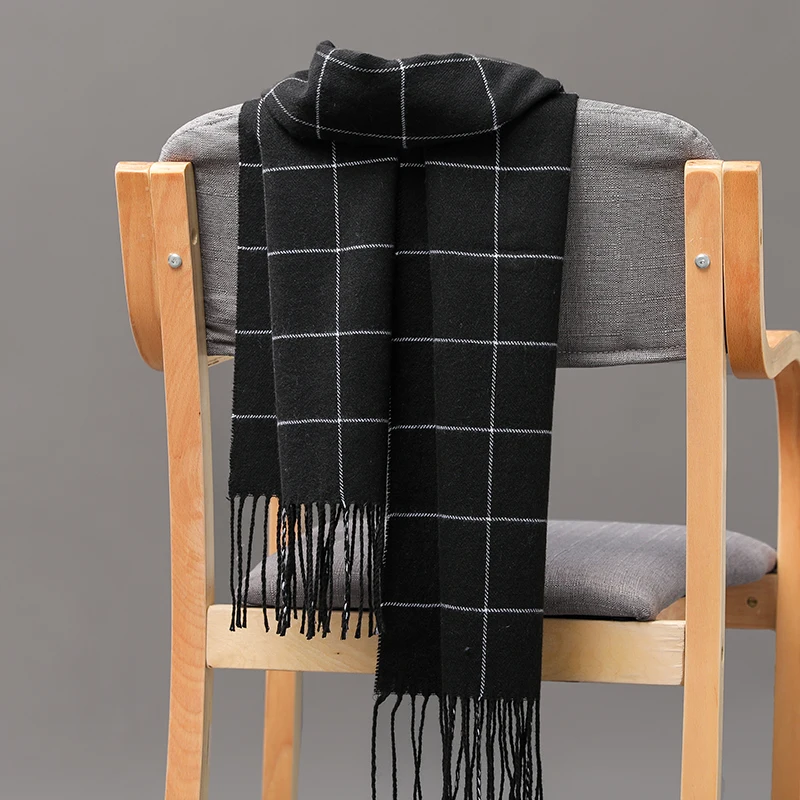 190*35cm Men girls neckwear cashmere check children scarf in Autumn and winter Korean version long thick warm all-match parent-c men wearing scarves Scarves