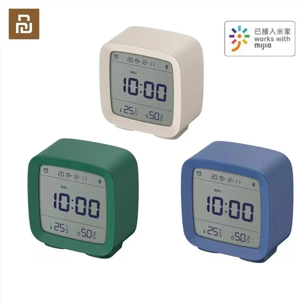 Youpin Qingping Bluetooth Temperature Humidity Sensor Night Light LCD Alarm Clock work Xiaomi Mi home Mijia App Thermometer | Электроника