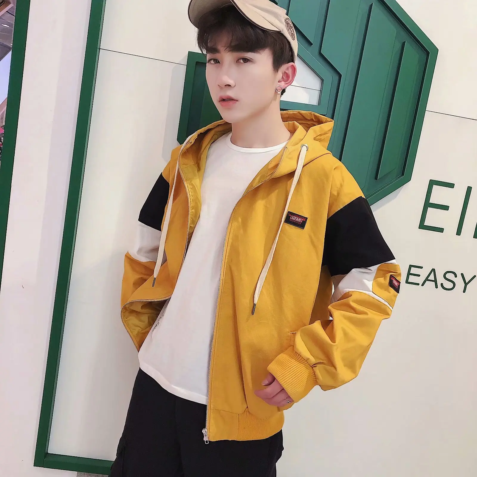 

Autumn Donggang-Style Hooded Jacket Men's Korean-style Trend Handsome Loose-Fit Students BF Ulzzang Harajuku Wind BF Coat