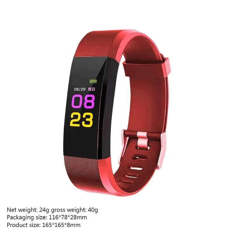 Водонепроницаемый Smartwatch полный сенсорный экран Sweatproof напоминание о частоте пульса монитор артериального давления Шагомер Спорт - Цвет: Красный