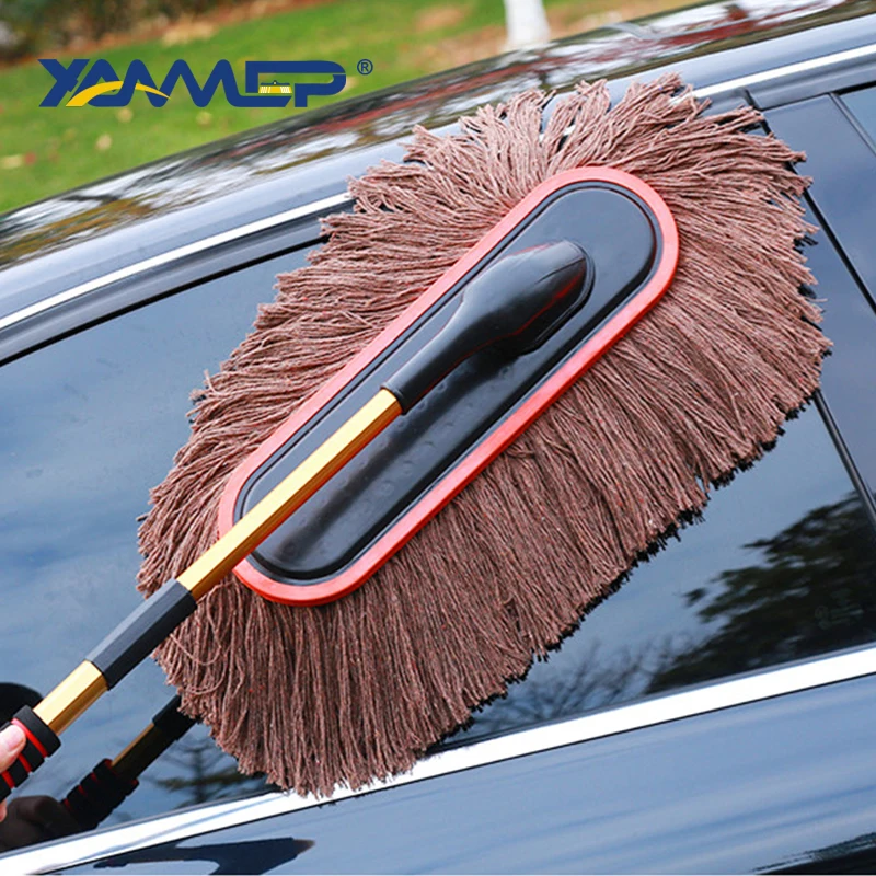 Car Wash Brush Dust Removal Brush Fibre Broom Rotating Mop Telescoping Long Handle Car Cleaning Tools Car Accessories Xammep