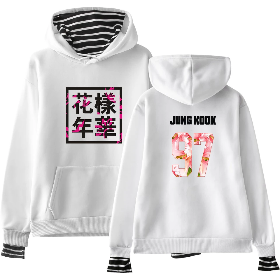 Хип хоп Harajuku одежда Bangtan Boys 2019 JUNG KOOK JIN V пуловер Кепка поддельные толстовки из двух