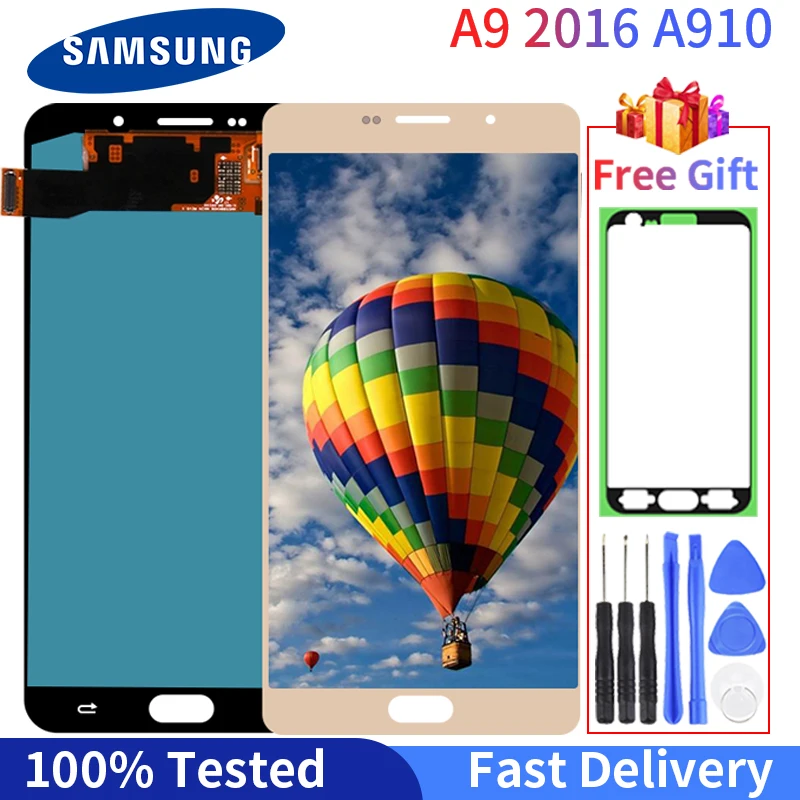 

100% Tested For Samsung Galaxy A9 Pro 2016 A910 A9100 A910F LCD Display Touch Screen Digitizer Replacement For A910 Display