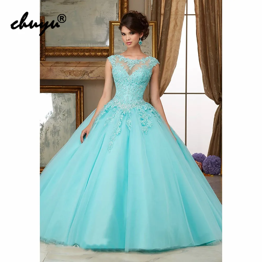 Коллекция года, персиковые пышные платья бальное платье с аппликацией на шнуровке, милые 16 платья Vestidos De 15 лет, платье для празднования 15-летия голубого цвета