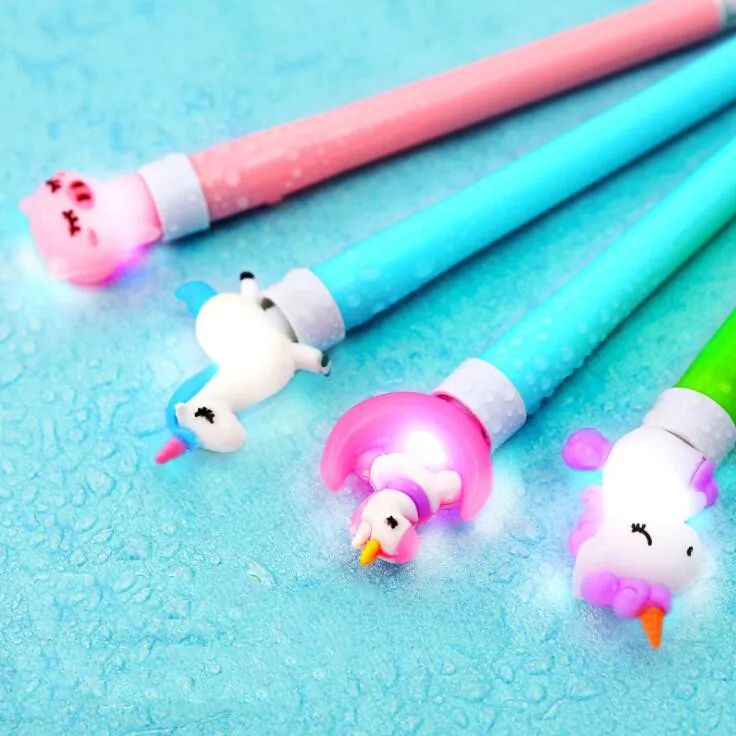 

1PC 0.5mm Kawaii Cartoon Unicorn Rabbit Lighting Black Ink Gel Pen Kids Gift School Office Stationery Supplies