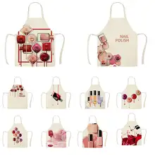 1Pcs מטבח סינר צבע לק בקבוק מודפס ללא שרוולים כותנה פשתן סינרי גברים נשים בית ניקוי כלים 55*68cm WQ04(China)