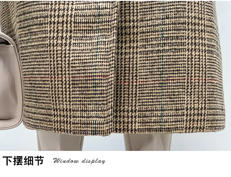 Photo Shoot Fat Mm2019 Autumn And Winter New Style Hepburn Wind Plaid Woolen Long over-the-Knee Retro Belt Woolen Overcoat a