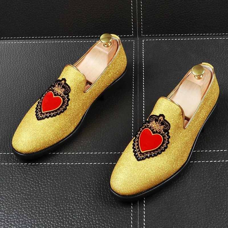 gold designer loafers