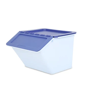 

Storage Plastic Box with Lid, PP Pelican Stackable Bin Organiser Cubes Containers for Toys Tools with Hinged Lids blue