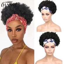 

Curly Afro Half Wig Headband Scarf Curly Black Wigs Afro Kinky Curly Hair Brazilian Human Hair Wigs for Women Turban Wrap Wig