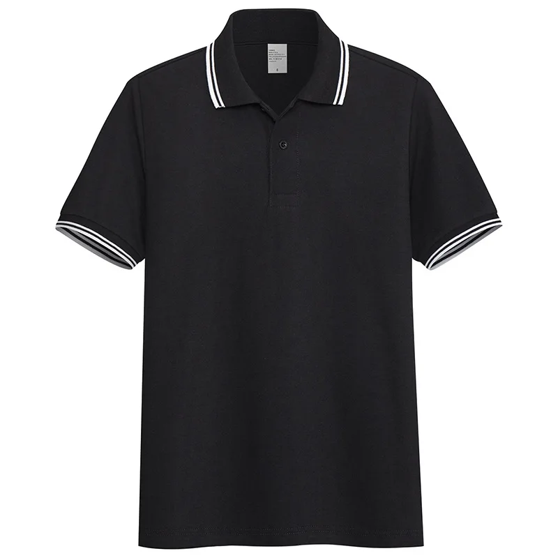 Хлопок, высокое качество, мужские Поло, Брендовые повседневные рубашки с коротким рукавом, одноцветные поло, весна-осень, топы, размер S-3XL; YA287 - Цвет: Black