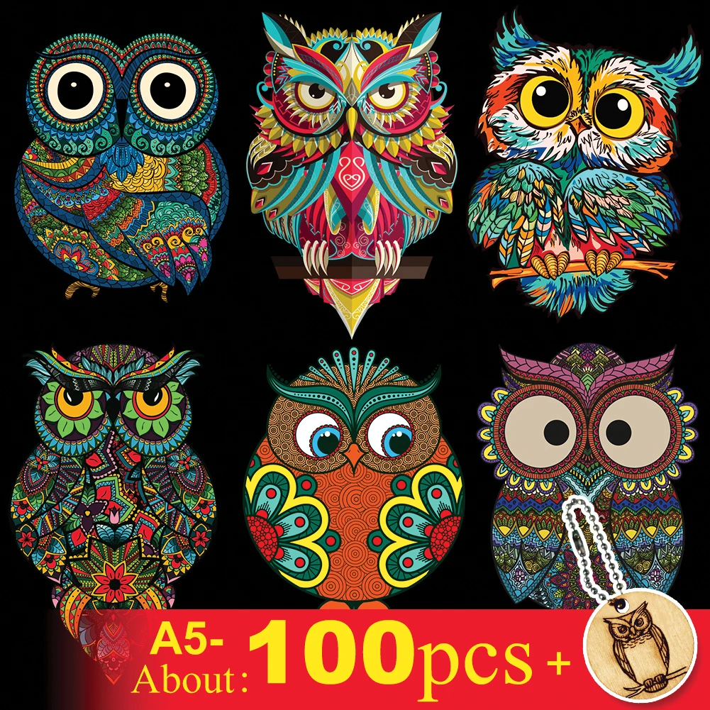 Wooden Jigsaw Puzzle Owl Puzzle Board Set Toy Interesting Wooden Puzzles For Adults Kids Christmas Gifts Educational Games Toys