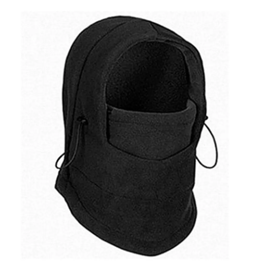 Newly Winter Thermal Fleece Men Lady Ski Face Mask Neck Warmer Hood Hats Cap Outdoor Casual Riding Windproof Snow Cap - Цвет: Черный