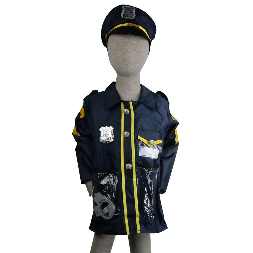 

5PCs Kids Police Uniform Cop Cosplay Costumes Water Proof Halloween Party Dress Baby Boys Jacket with Hat Toys Policeman Cloth