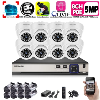 

Plug and play POE NVR 8CH Xmeye CCTV Face Detection System 5MP In/Outdoor POE IP Camera IR Day/Night Security Surveillance Kits