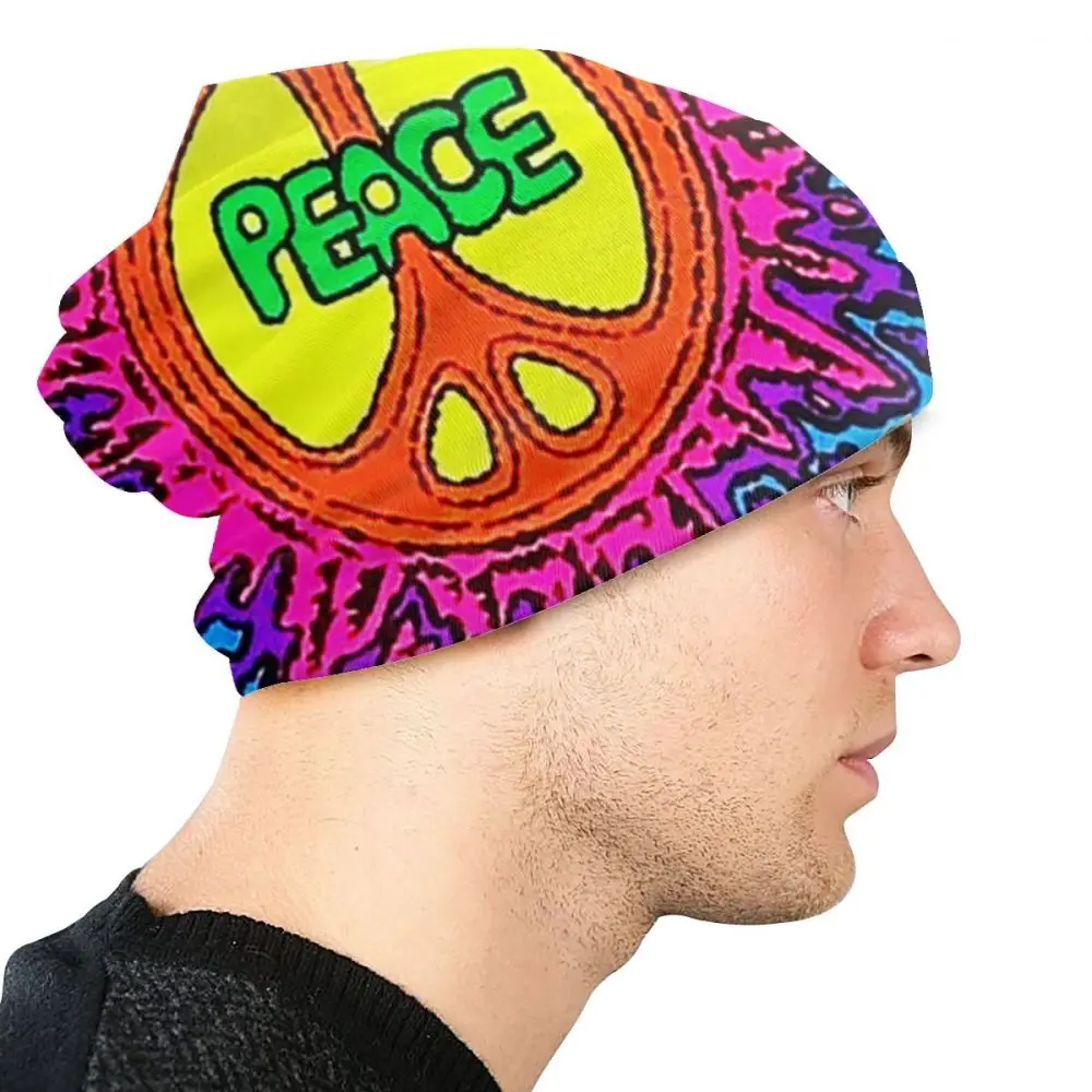 Peace Psychedelic Радуга Splatte унисекс для взрослых Повседневная шапочка зимняя теплая вязаная Лыжная шапка с рукавом Skully Beanies