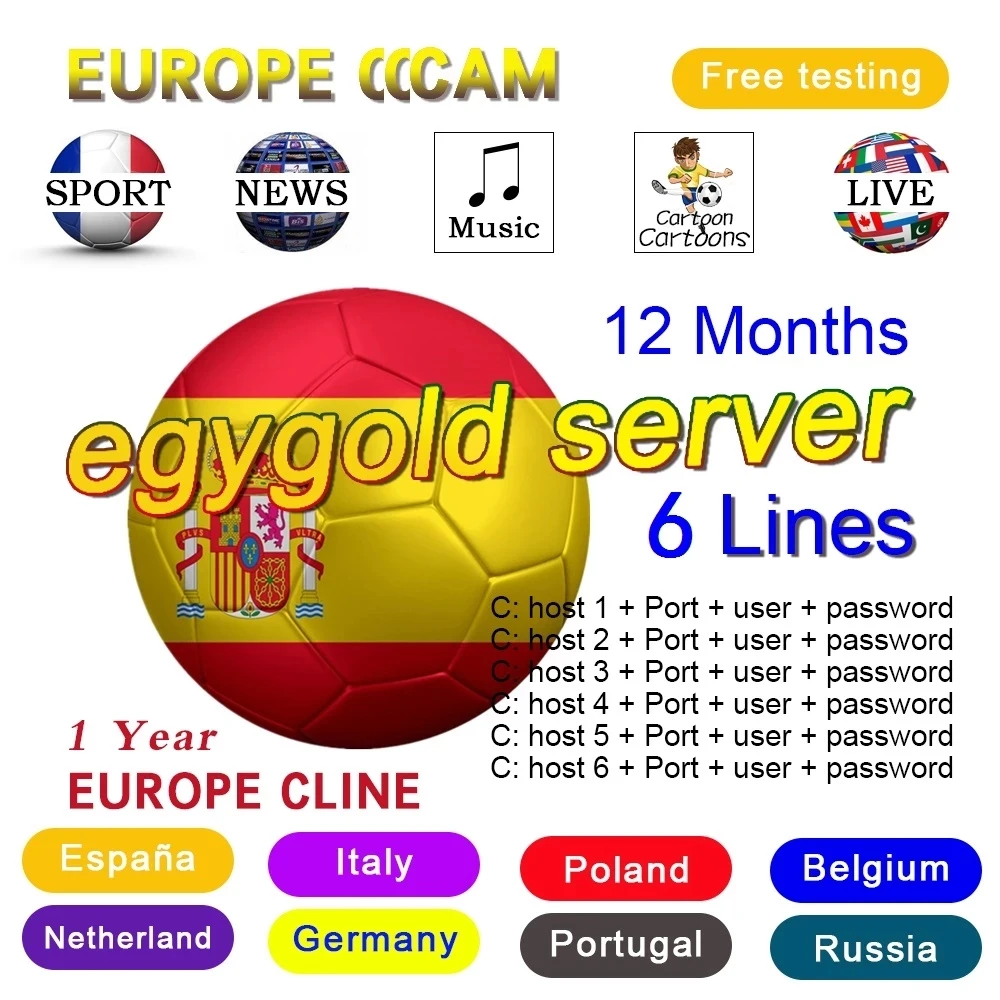 GTmedia- de TV oscam europa HD DVB-S2 líneas de España compatible con GTmedia V8 Nova V7S V9 Freesat V7 Ccam calzado