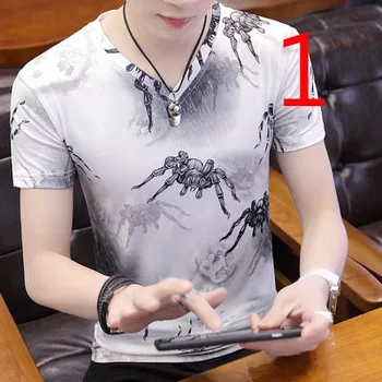 

Tide brand men's shirt short-sleeved personality t-shirt men's 2019 new mercerized cotton